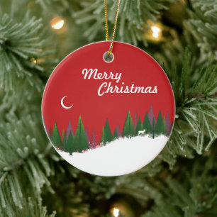 Christmas Woods Scene Circle Ornament