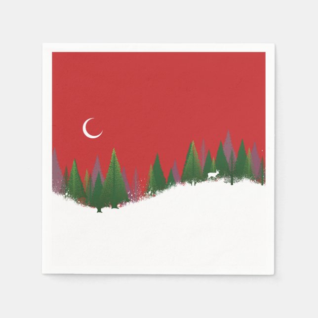 Christmas Woods Scene Paper Napkin (Front)