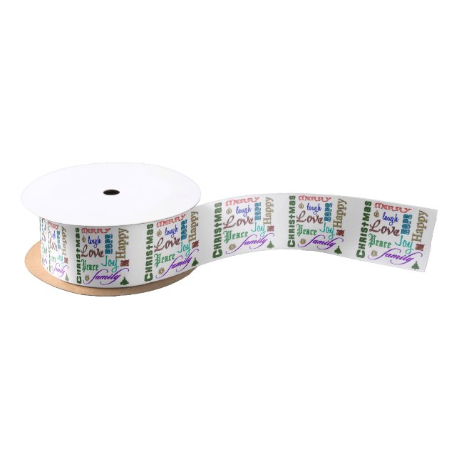 Christmas Word Art Satin Ribbon (Spool)