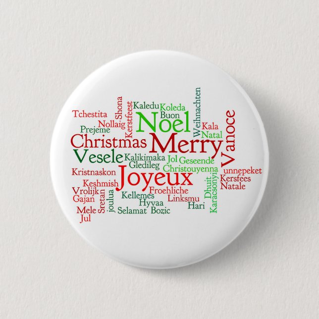 Christmas Word Cloud 6 Cm Round Badge (Front)