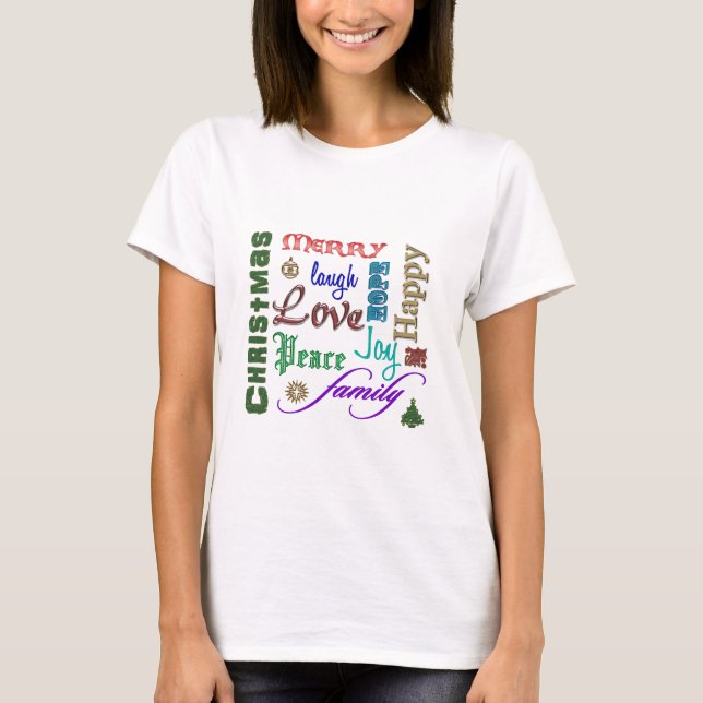 Christmas Word Picture Colour T-Shirt (Front)