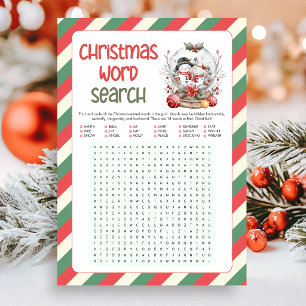 Christmas Word Search Fun Christmas Game Holiday Card