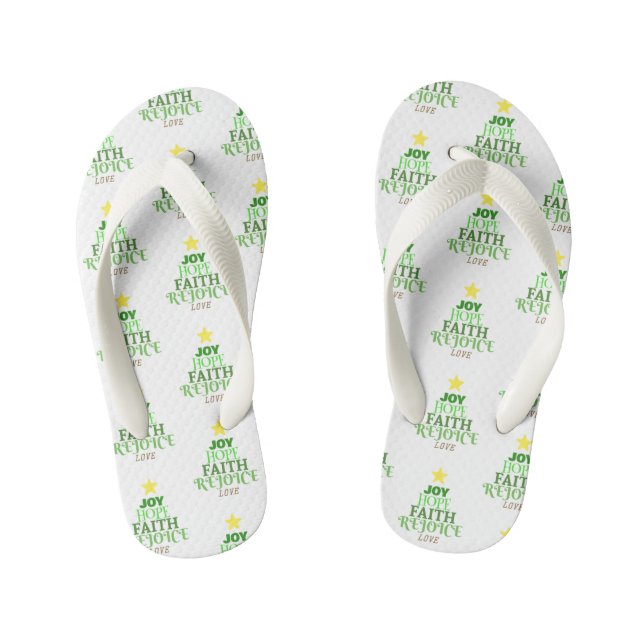 Christmas Words Christmas Tree Pair of Flip Flops (Footbed)
