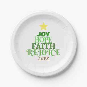 Christmas Words Christmas Tree Paper Plate