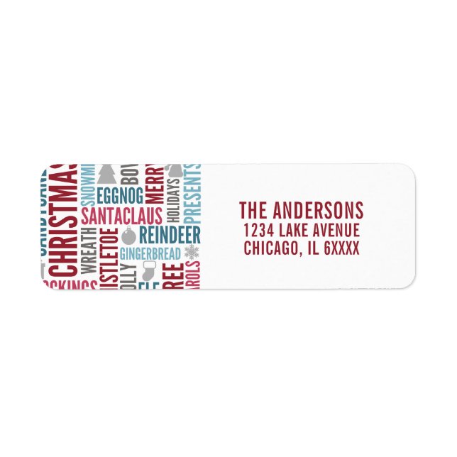 Christmas Words Holiday Address Label (Front)