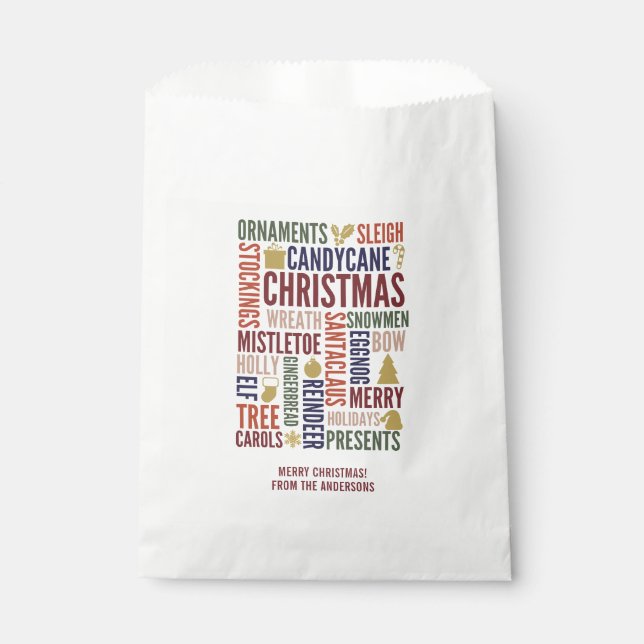 Christmas Words Holiday Favour Bags (Front)