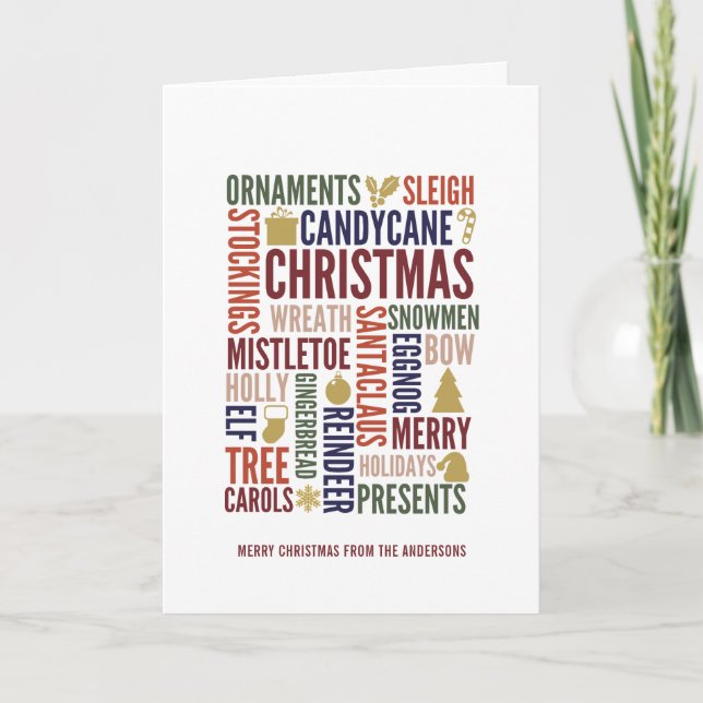 Christmas Words Holiday Greeting Card (Front)