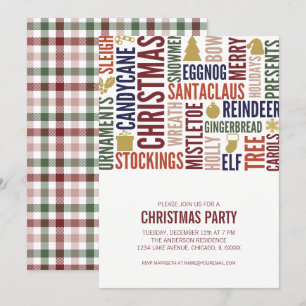 Christmas Words Holiday Party Invitation