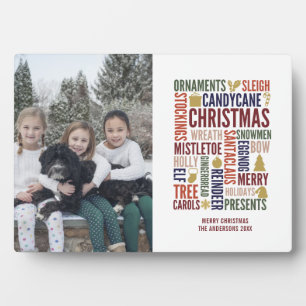 Christmas Words Holiday Photo Plaque With Easel