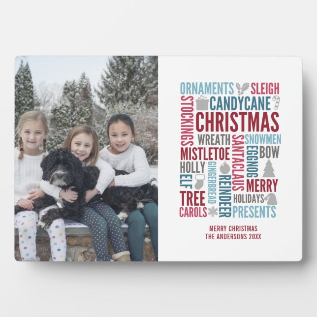 Christmas Words Holiday Photo Tabletop Plaque (Front)