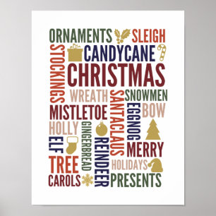 Christmas Words Holiday Poster Sign