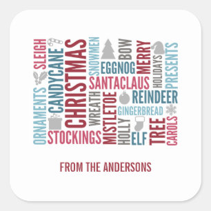 Christmas Words Holiday Sticker