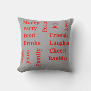 christmas words in bold typography cushion