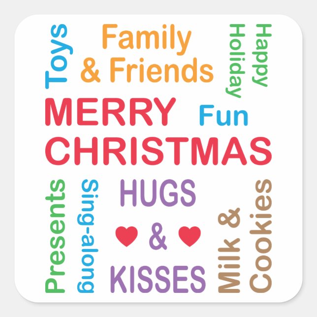 Christmas words of the Holiday Square Sticker (Front)