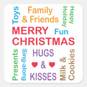 Christmas words of the Holiday Square Sticker