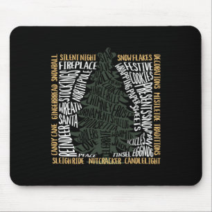 Christmas Words Tree Unique Holiday Design Mouse Mat