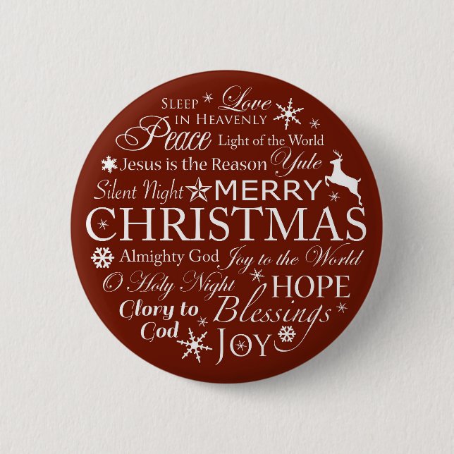 Christmas Words Typography 6 Cm Round Badge (Front)
