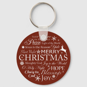 Christmas Words Typography Key Ring