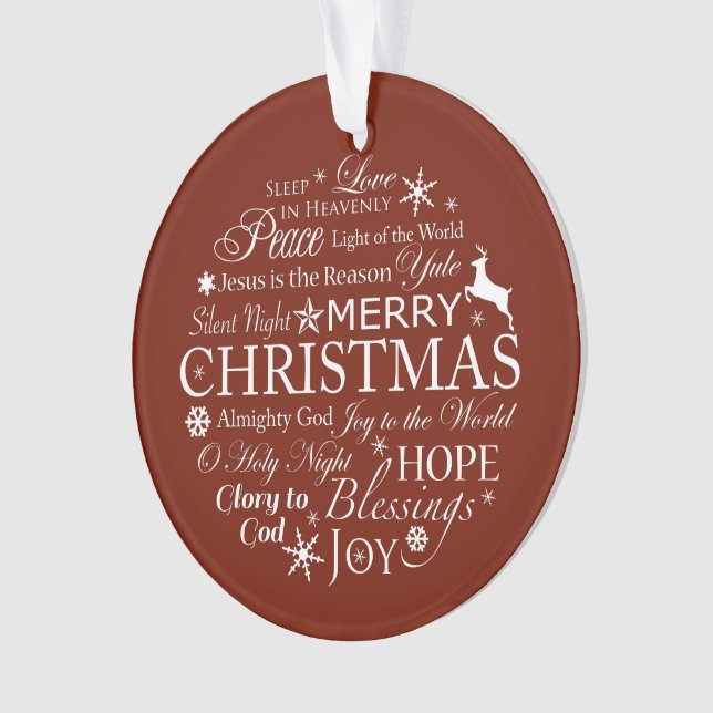 Christmas Words Typography Ornament (Front)