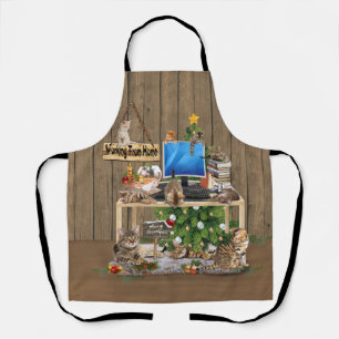 Christmas-Working from Home with my Cats  Apron