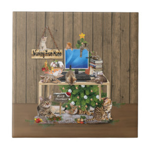 Christmas-Working from Home with my Cats Tile