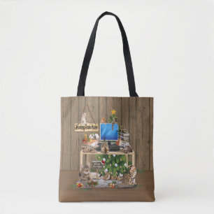 Christmas-Working from Home with my Cats Tote Bag