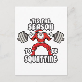 Christmas Workout Humour - Santa Claus Squat Holiday Postcard