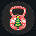 Christmas Workout Kettlebell Xmas Gym Exercise Wom Classic Round Sticker<br><div class="desc">Christmas Workout Kettlebell Xmas Gym Exercise Women Men Kid</div>