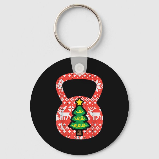 Christmas Workout Kettlebell Xmas Gym Exercise Wom Key Ring (Front)