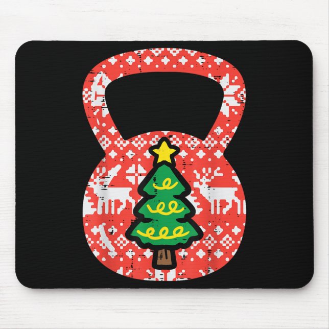 Christmas Workout Kettlebell Xmas Gym Exercise Wom Mouse Mat (Front)