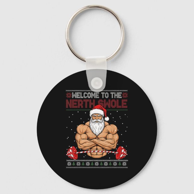 Christmas Workout Welcome To North Swole Xmas Gym  Key Ring (Front)