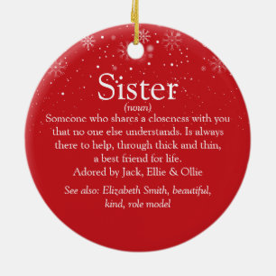 Christmas World's Best Sister Definition Photo Ceramic Tree Decoration