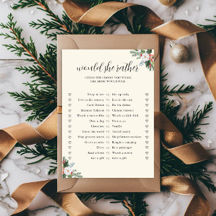Christmas Would She Rather Bridal Shower Game Holiday Card