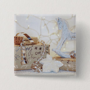 Christmas Wrapped Parcels 15 Cm Square Badge