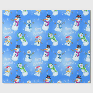 Christmas wrapping cartoon snowman paper