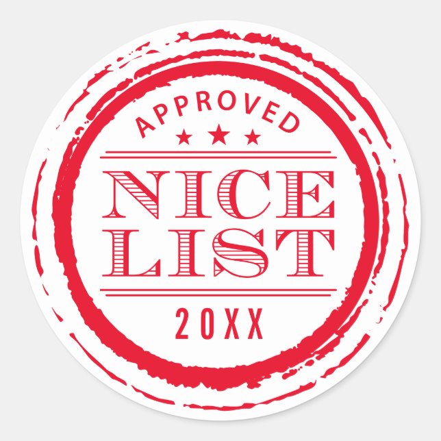 CHRISTMAS WRAPPING funny nice list stamp red 2023 Classic Round Sticker (Front)