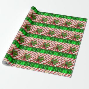 Christmas Wrapping Paper Candle Red Green