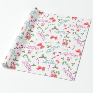 Christmas Wrapping Paper Candy Canes Holly
