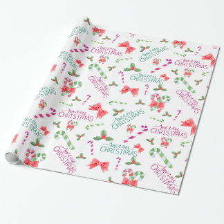 Christmas Wrapping Paper Candy Canes Holly