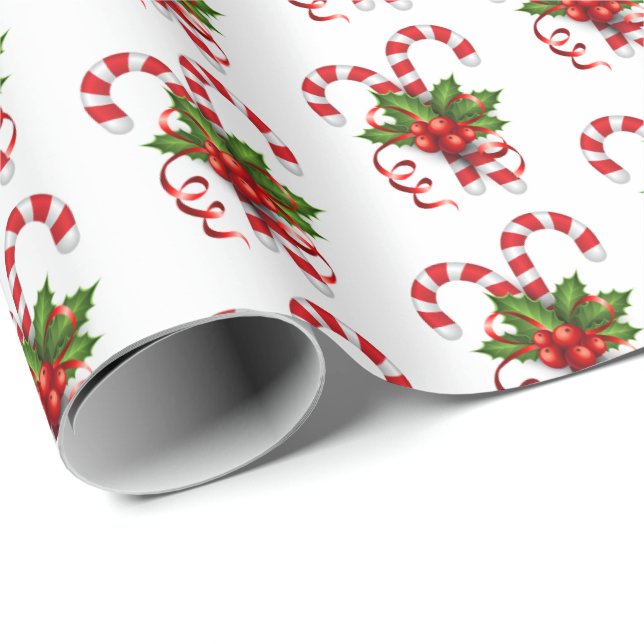 Christmas Wrapping Paper-Candy Canes Wrapping Paper (Roll Corner)