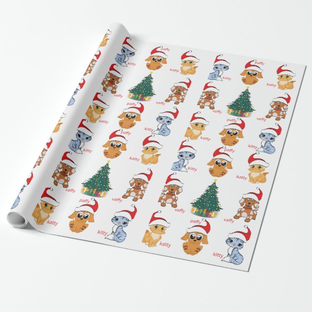 Christmas wrapping paper cute puppies (Unrolled)
