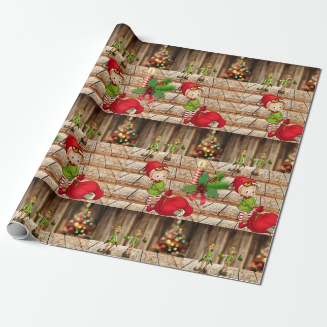 Christmas Wrapping Paper Elf (Unrolled)