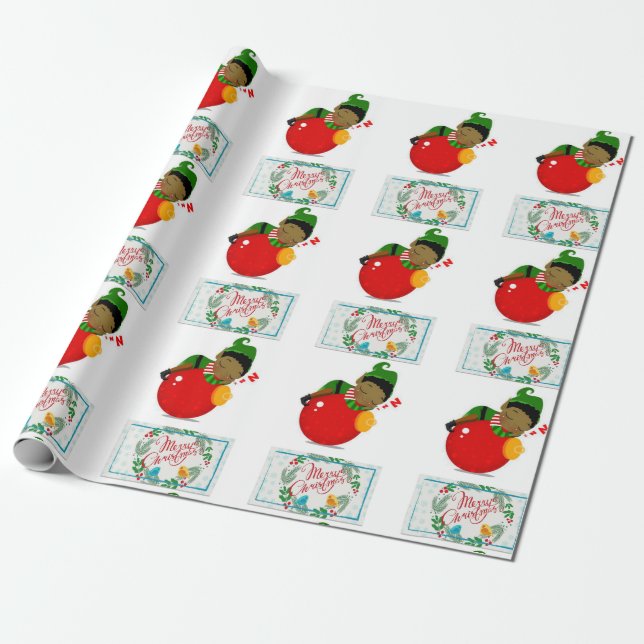 Christmas Wrapping Paper Elf (Unrolled)