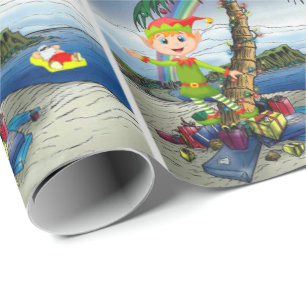 Christmas Wrapping Paper Elf Beach