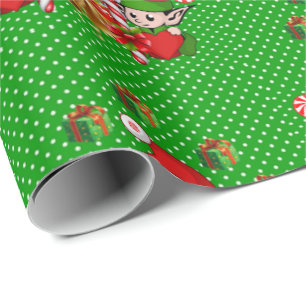 Christmas Wrapping Paper Elf Snowman