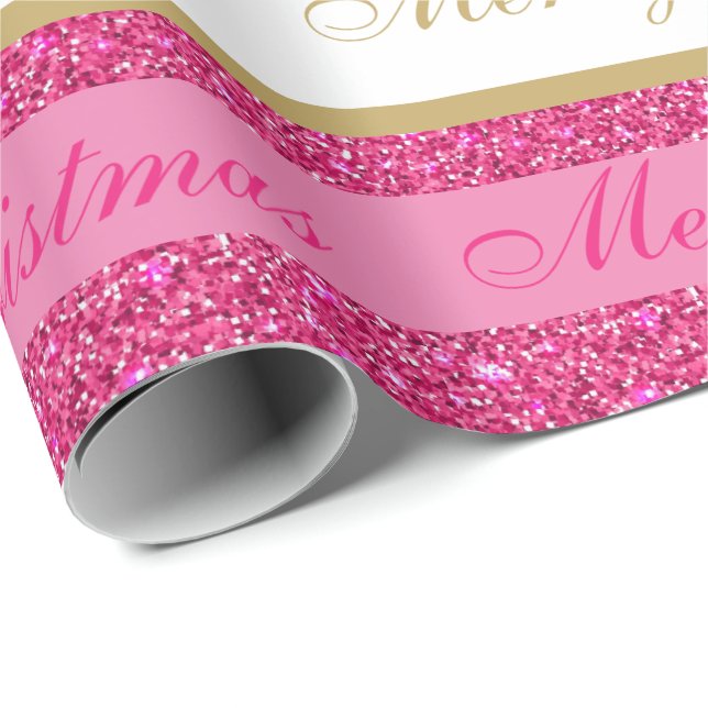 Christmas Wrapping Paper-Faux Glitter Striped Paper (Roll Corner)