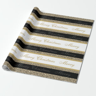 Christmas Wrapping Paper-Faux Glitter Striped Wrapping Paper