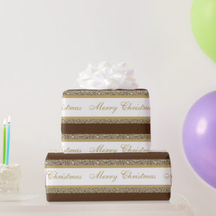 Christmas Wrapping Paper-Faux Glitter Striped Wrapping Paper
