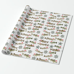 Christmas wrapping paper, fish, fisherman wrapping paper