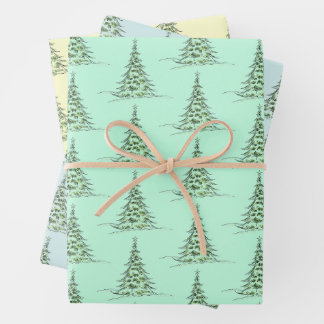 Christmas Wrapping Paper Flat Sheet Set of 3